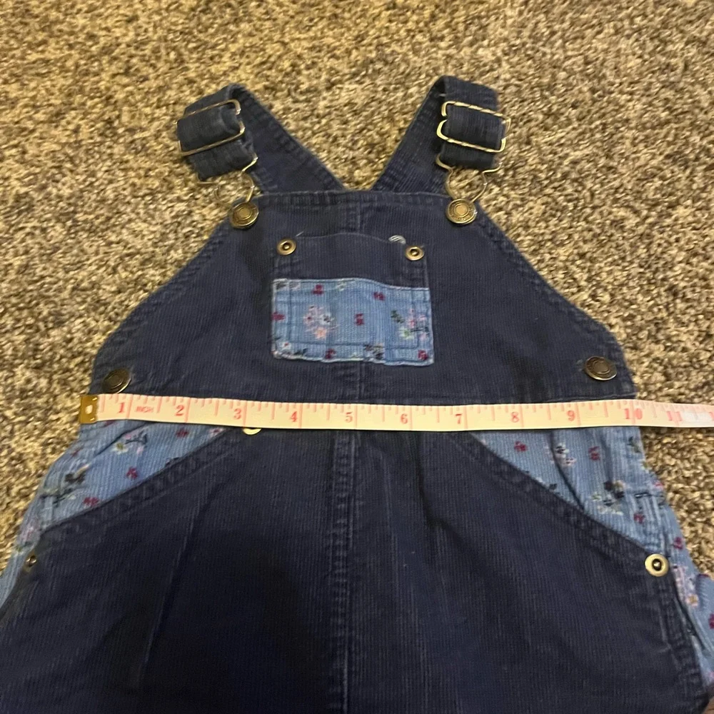 Vintage Wonderkids Overall Dress Jumper Corduroy Blue Ditzy Floral‎ 12 M Pleated
